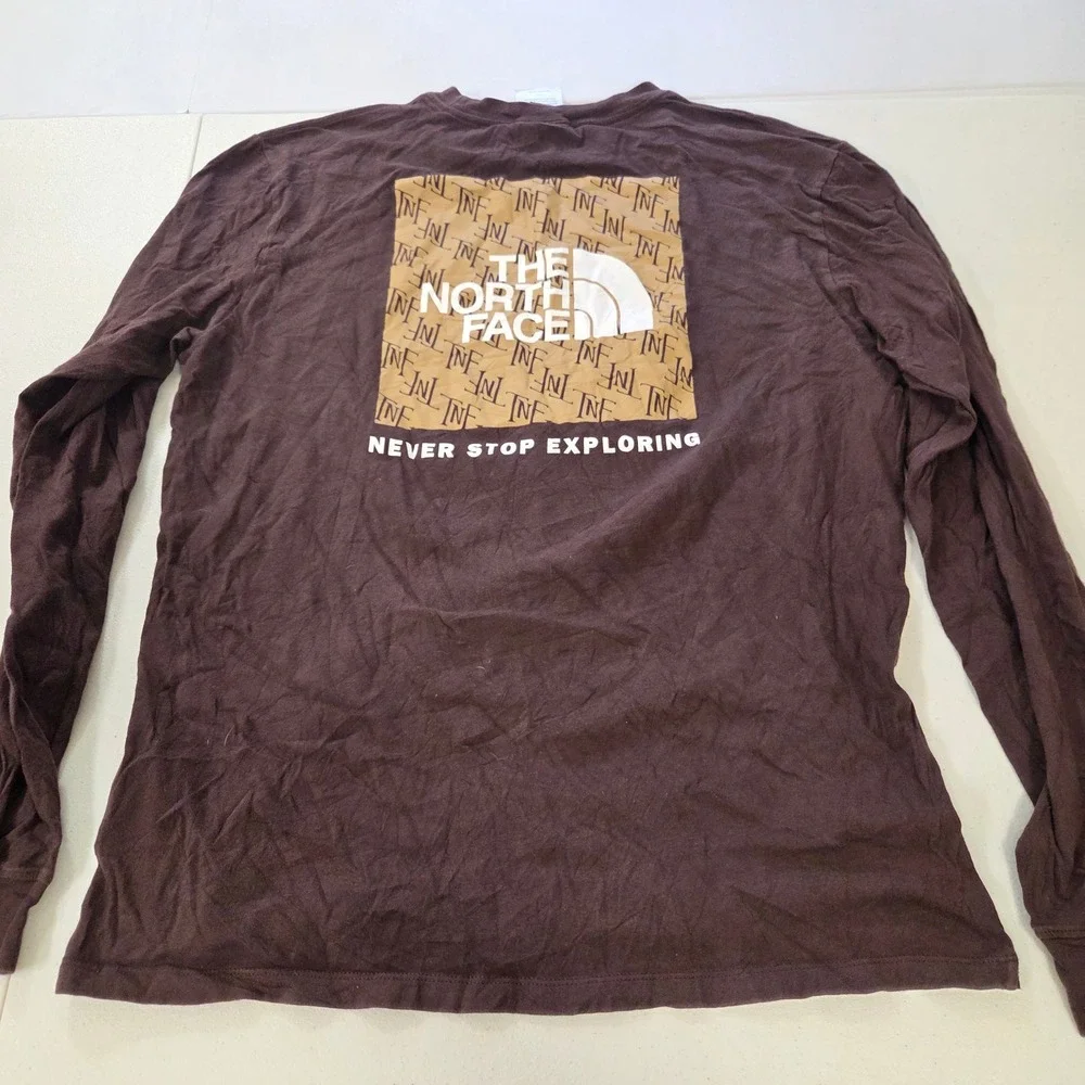 The North Face Mens Brown Circular Design Long Sleeve Graphic T-Shirt Large